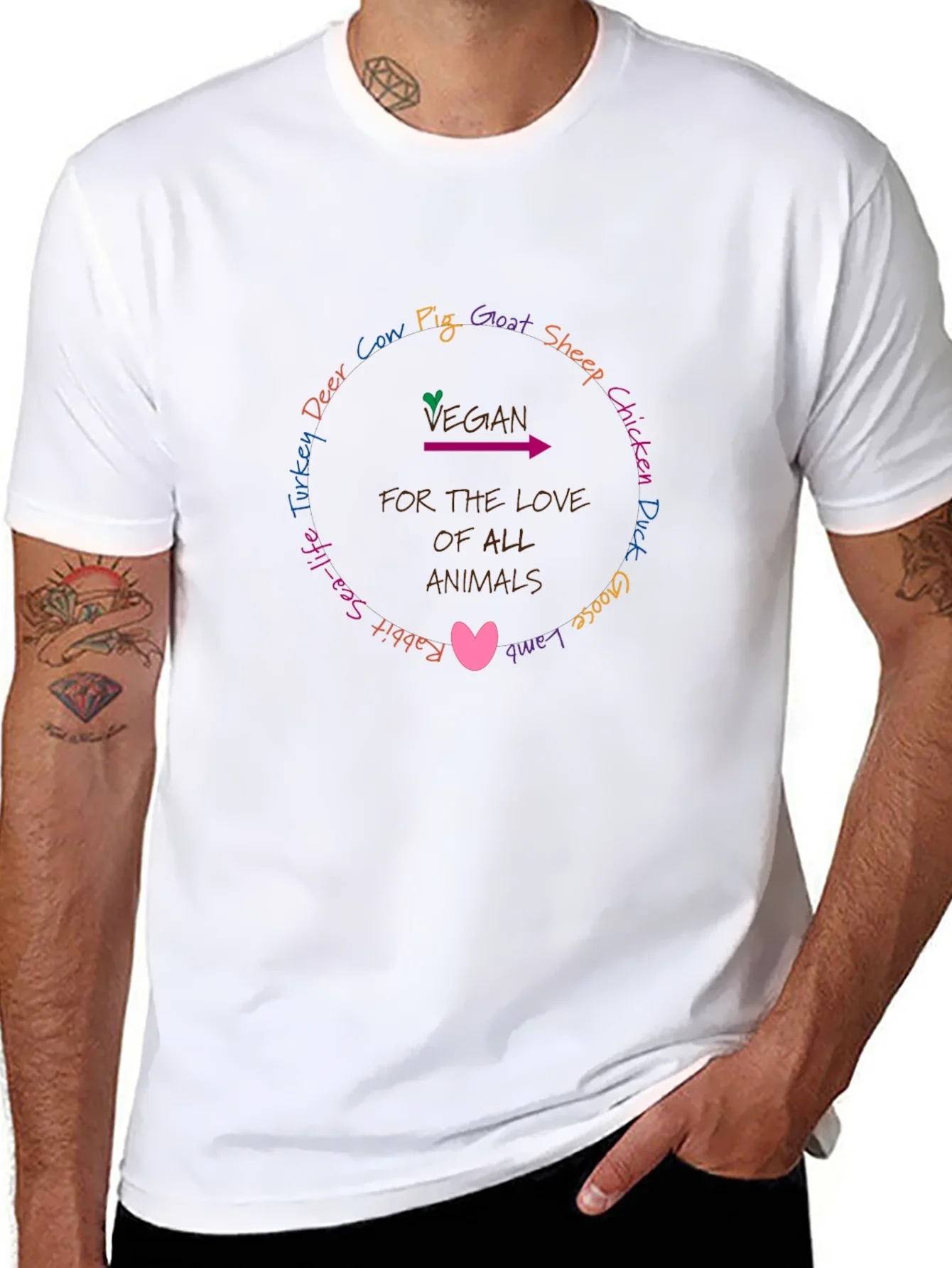Vegan For The Love Of All Animals T-Shirt