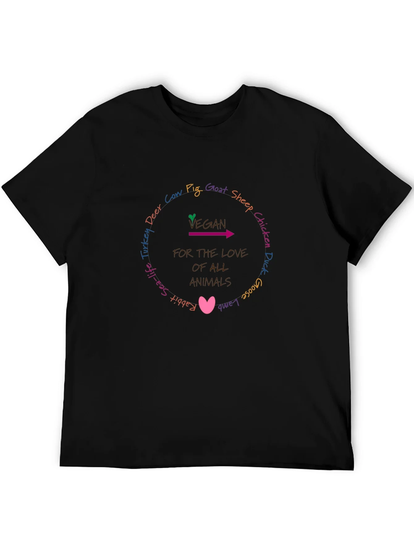 Vegan For The Love Of All Animals T-Shirt