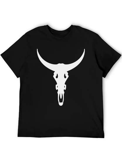 Bull Skull Graphic Tee - Black Cotton Blend