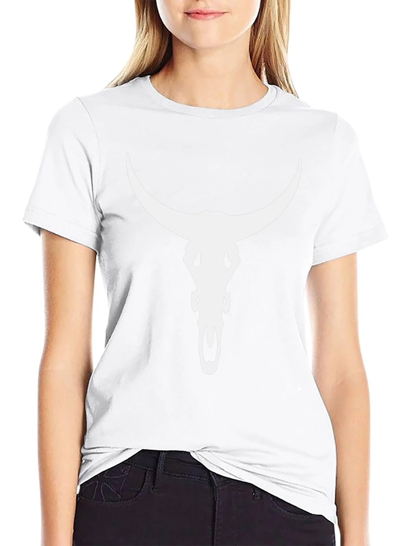 Bull Skull Graphic Tee - Black Cotton Blend