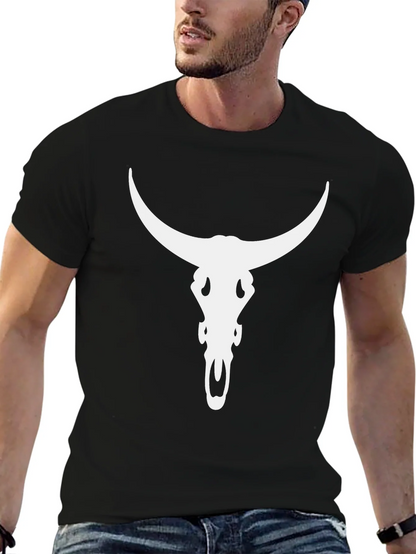 Bull Skull Graphic Tee - Black Cotton Blend