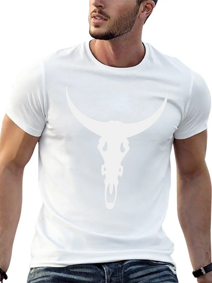 Bull Skull Graphic Tee - Black Cotton Blend