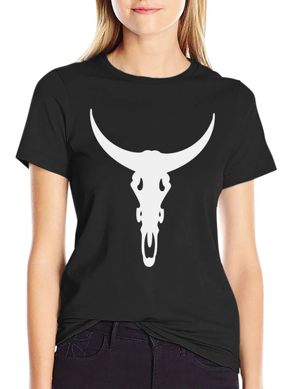 Bull Skull Graphic Tee - Black Cotton Blend