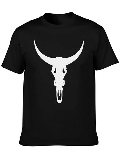 Bull Skull Graphic Tee - Black Cotton Blend