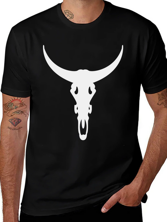 Bull Skull Graphic Tee - Black Cotton Blend