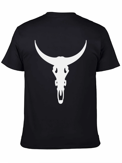 Bull Skull Graphic Tee - Black Cotton Blend