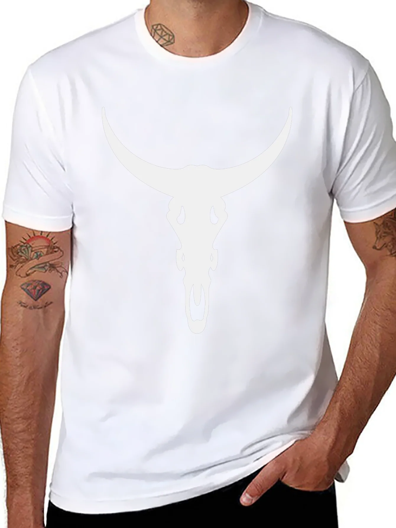 Bull Skull Graphic Tee - Black Cotton Blend