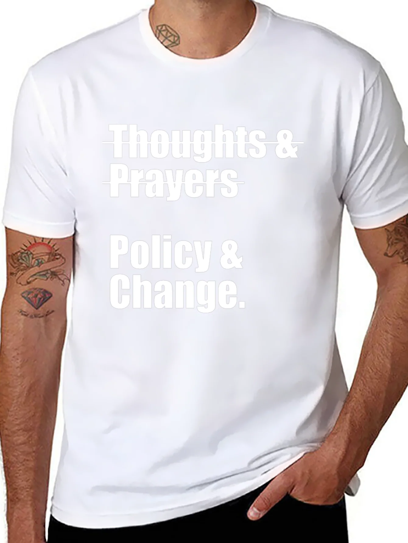 Thoughts & Prayers Policy & Change Graphic T-Shirt