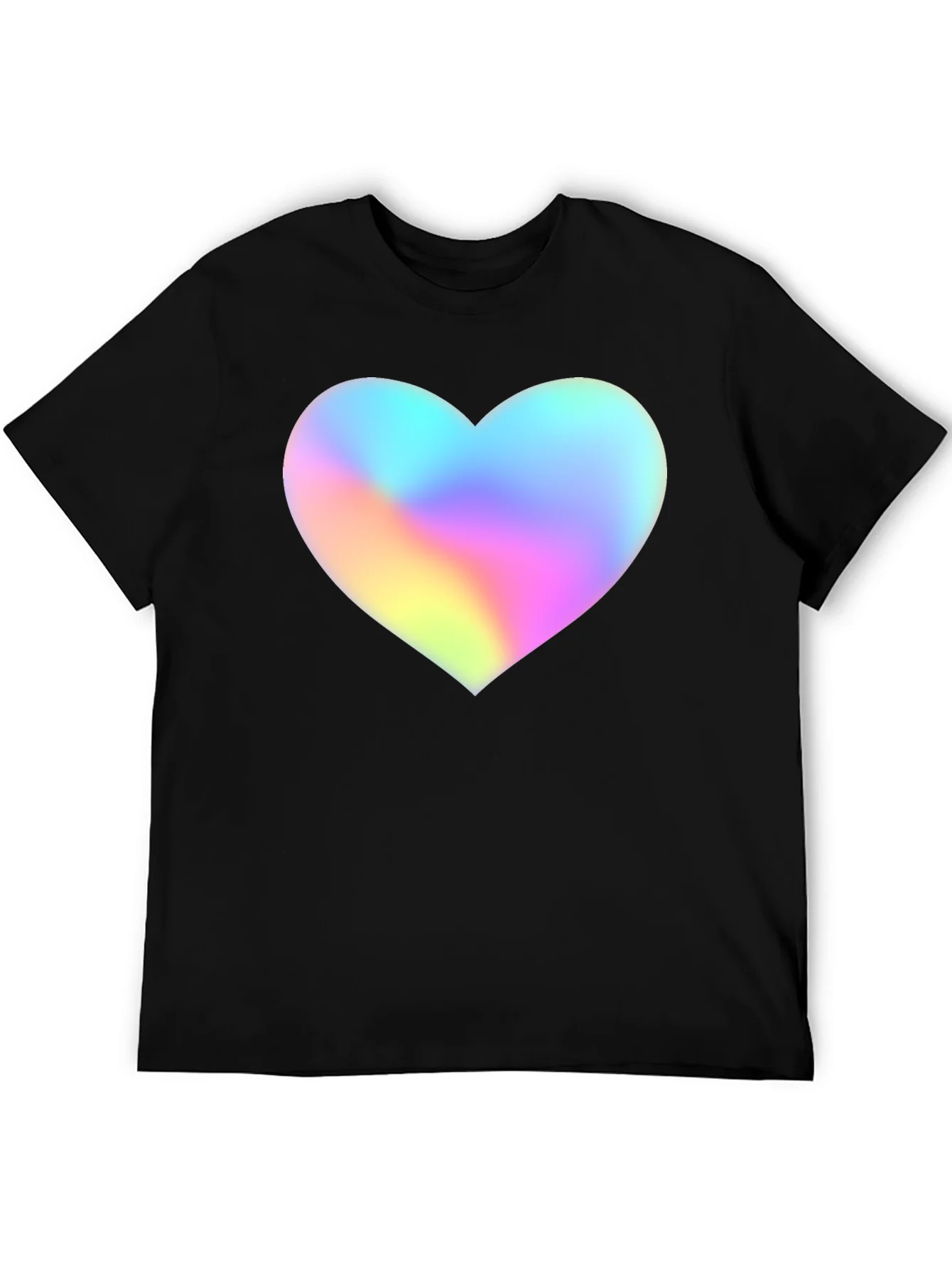 Mens Black T-Shirt with Holographic Heart