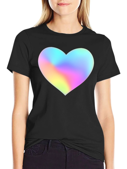 Mens Black T-Shirt with Holographic Heart