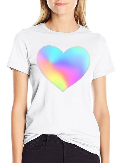 Mens Black T-Shirt with Holographic Heart