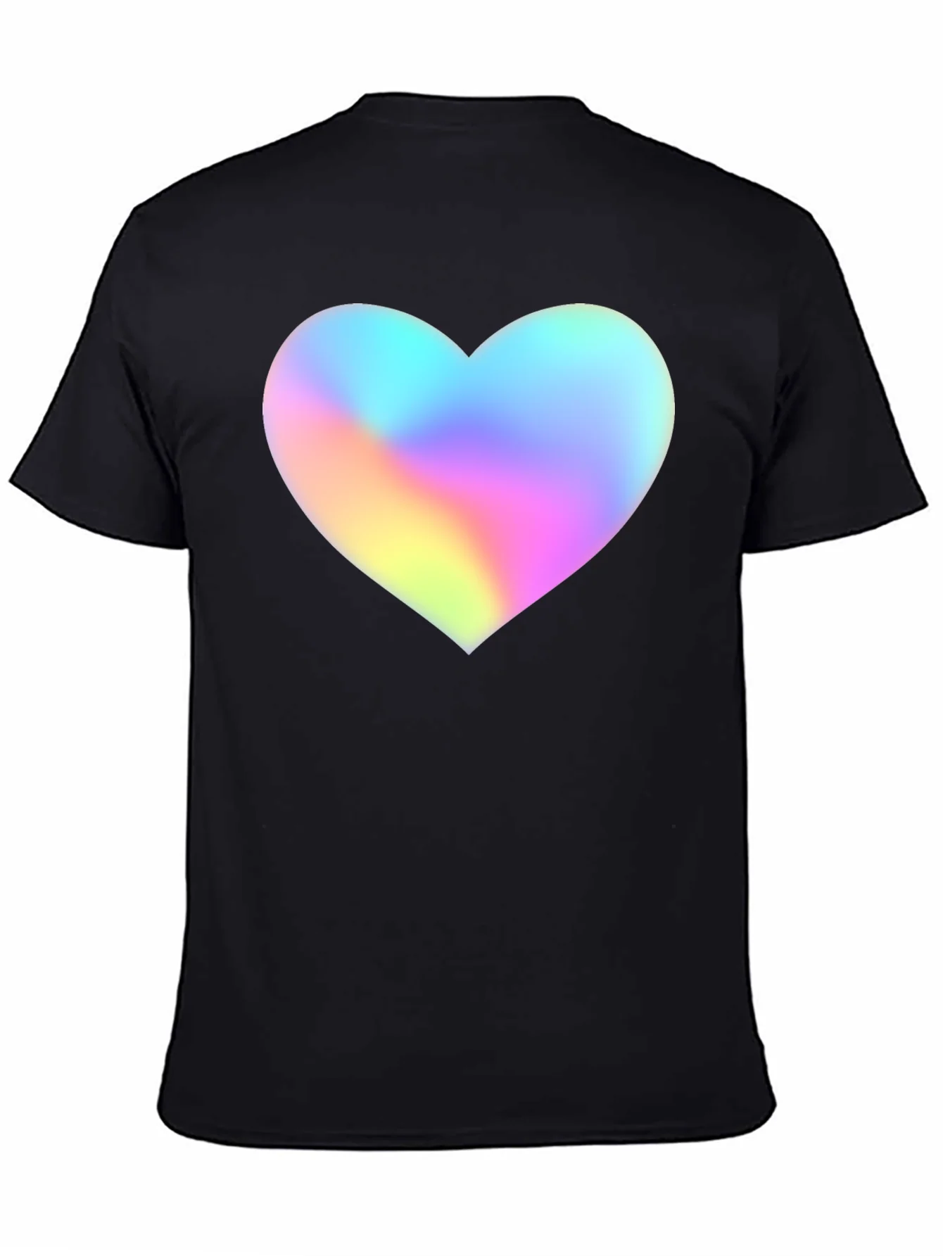 Mens Black T-Shirt with Holographic Heart