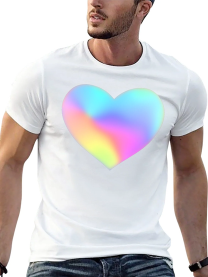 Mens Black T-Shirt with Holographic Heart