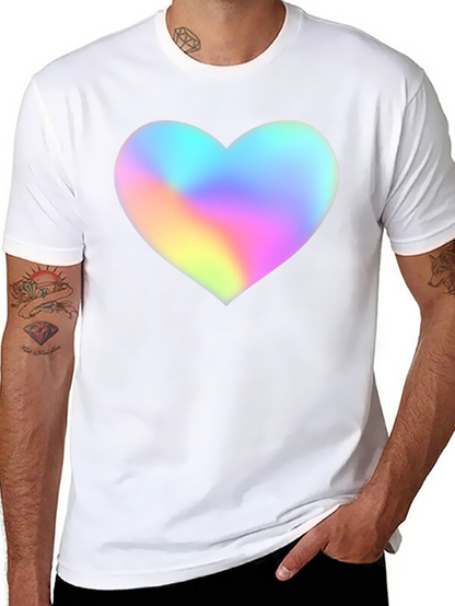 Mens Black T-Shirt with Holographic Heart