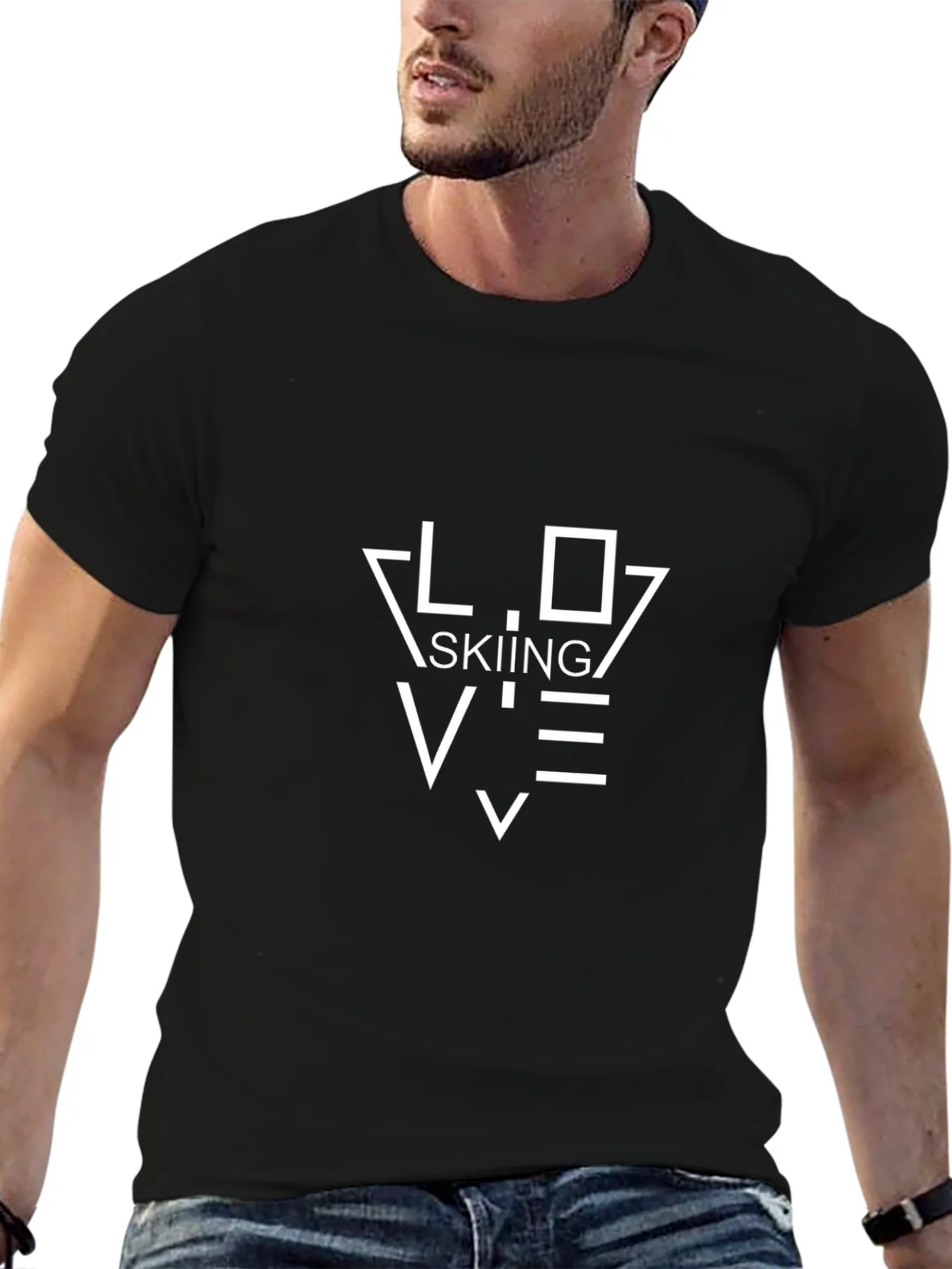 Love Skiing Black T-Shirt - Stylish Ski Apparel