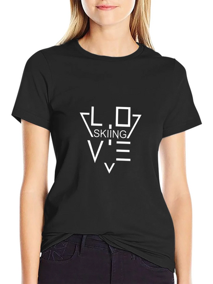 Love Skiing Black T-Shirt - Stylish Ski Apparel