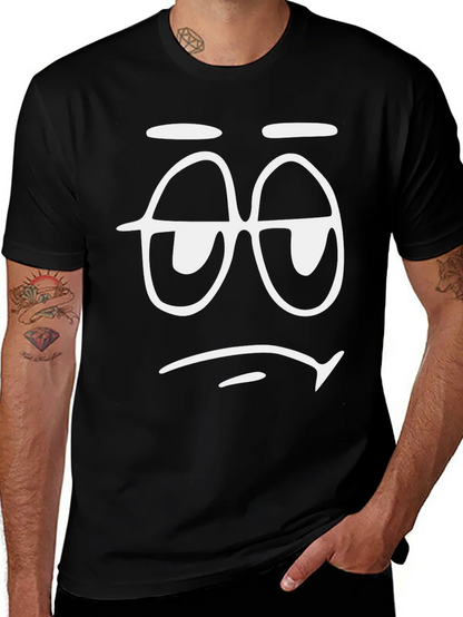Sleepy Face Graphic T-Shirt - Black Cotton Tee