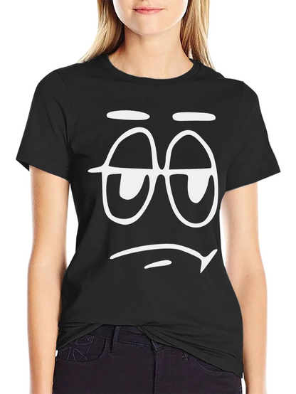 Sleepy Face Graphic T-Shirt - Black Cotton Tee