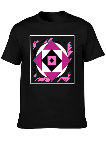 Geometric Black T-Shirt with Abstract Graphic Design