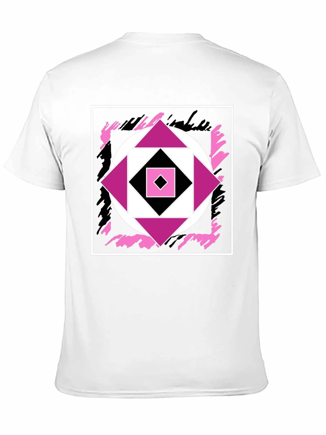 Geometric Black T-Shirt with Abstract Graphic Design