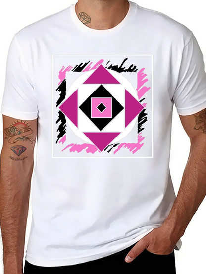 Geometric Black T-Shirt with Abstract Graphic Design