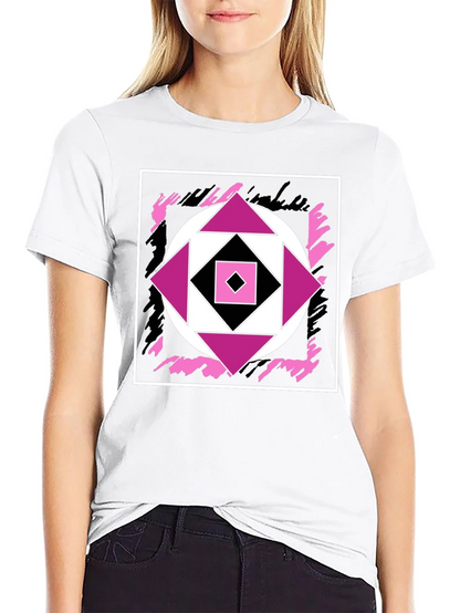 Geometric Black T-Shirt with Abstract Graphic Design