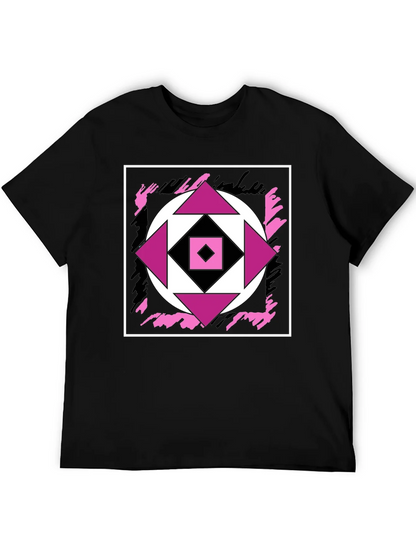 Geometric Black T-Shirt with Abstract Graphic Design