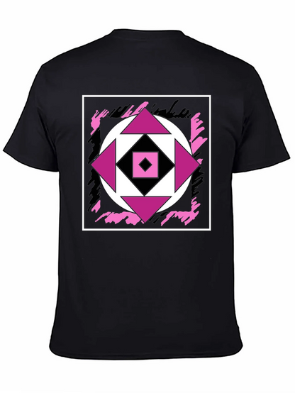Geometric Black T-Shirt with Abstract Graphic Design