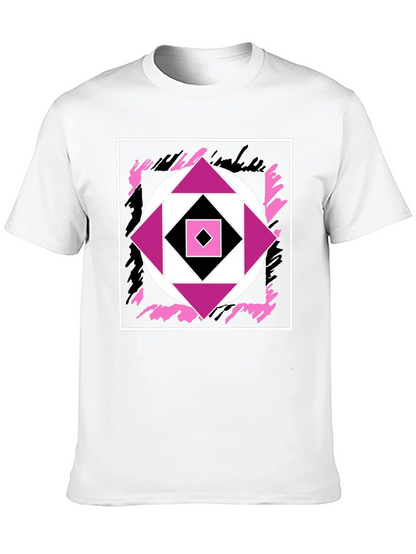 Geometric Black T-Shirt with Abstract Graphic Design