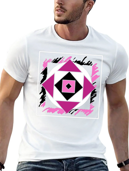 Geometric Black T-Shirt with Abstract Graphic Design