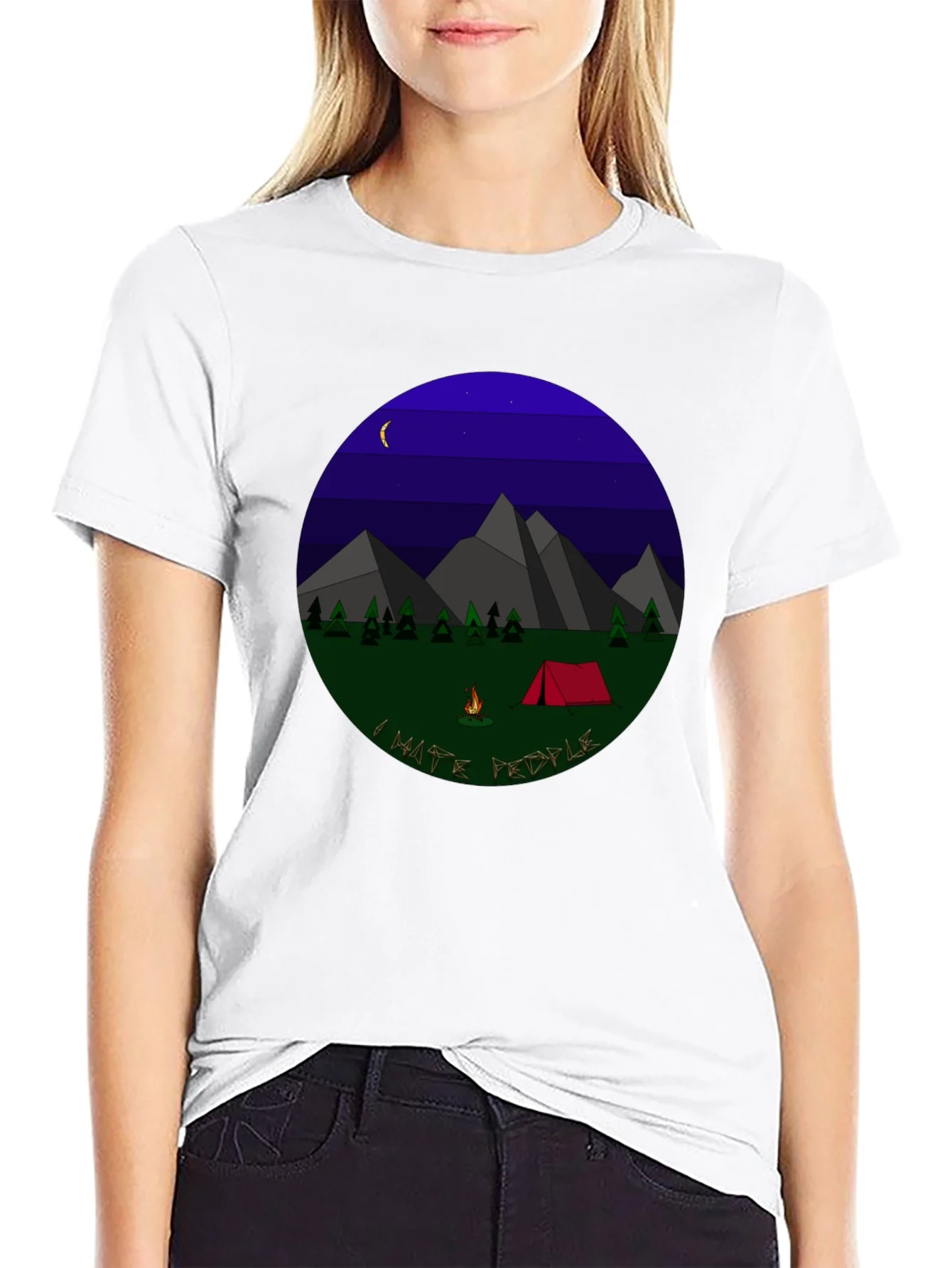 I Hate People Camping Graphic T-Shirt - Black