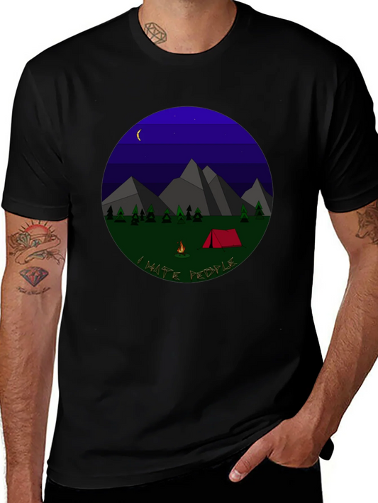 I Hate People Camping Graphic T-Shirt - Black