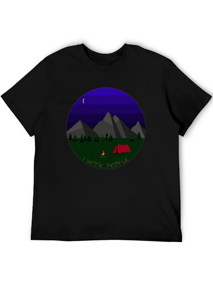 I Hate People Camping Graphic T-Shirt - Black