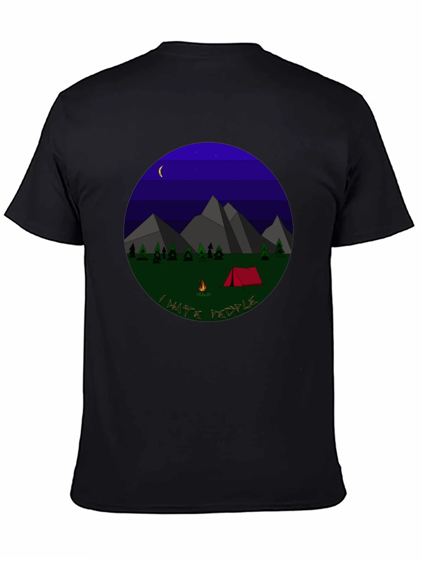 I Hate People Camping Graphic T-Shirt - Black