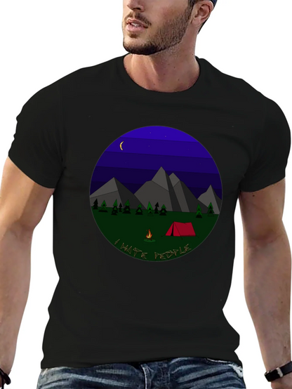 I Hate People Camping Graphic T-Shirt - Black