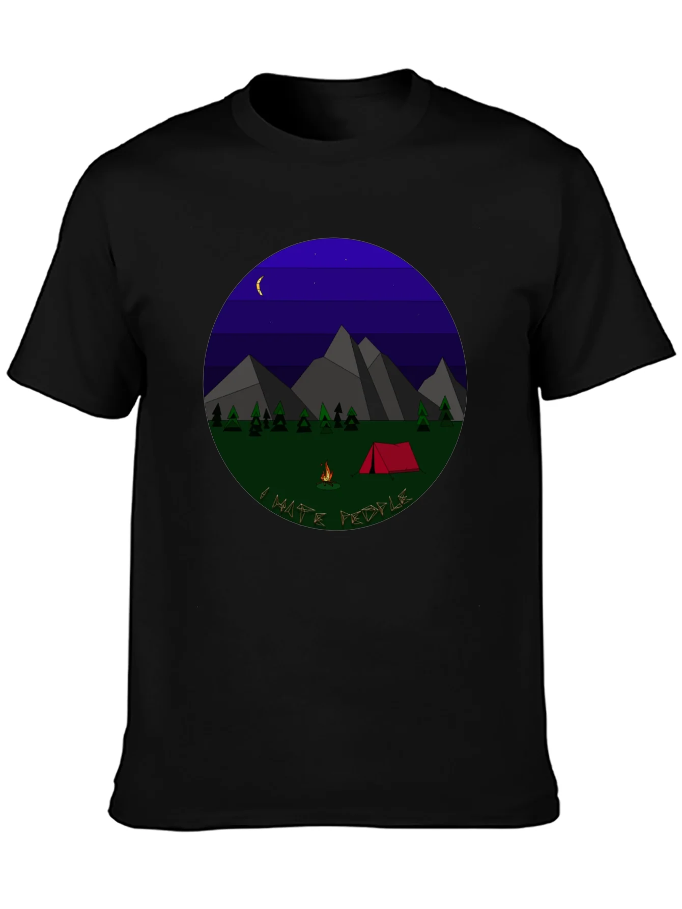 I Hate People Camping Graphic T-Shirt - Black