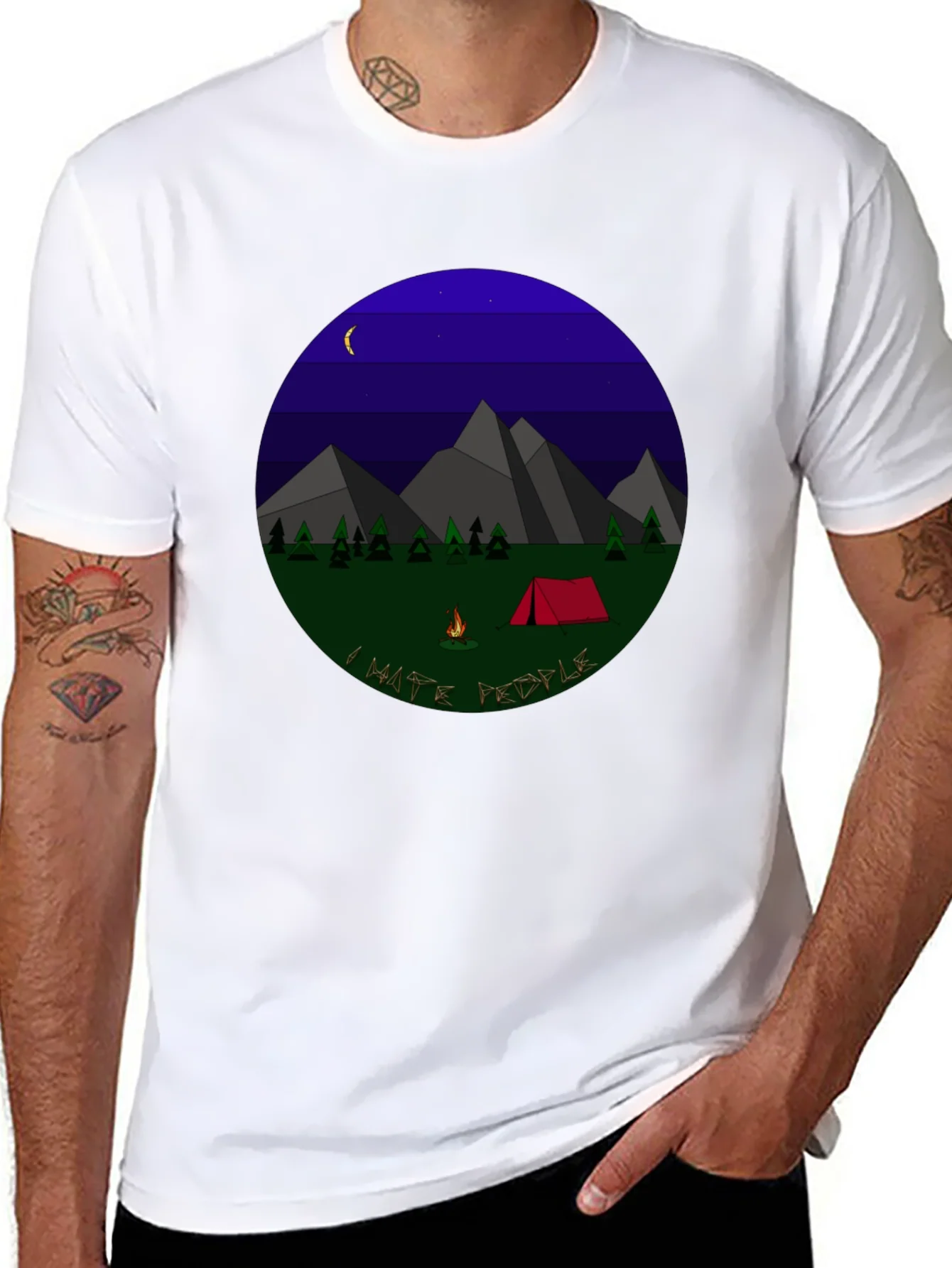I Hate People Camping Graphic T-Shirt - Black