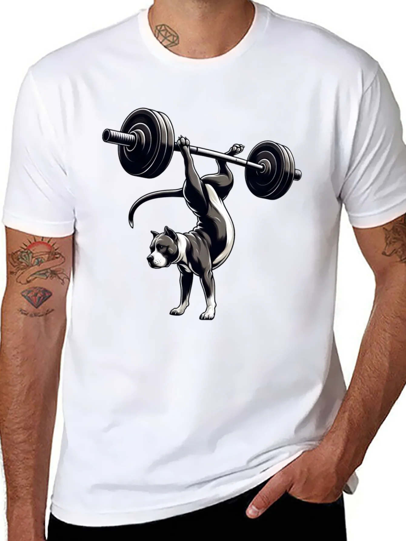 Pitbull Weightlifting T-Shirt - Dog Workout Tee
